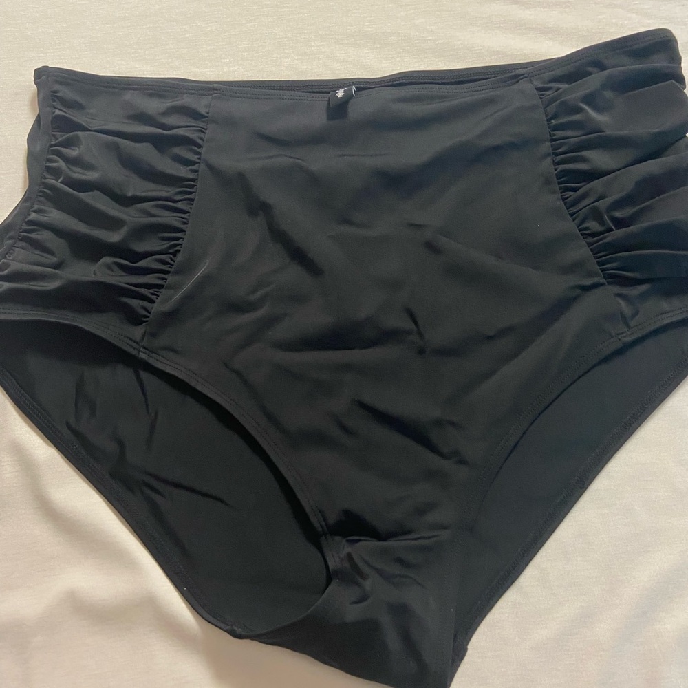 Black Ruched High-Waisted Bikini